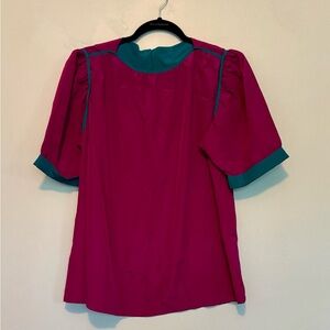 Vintage Liz Claiborne Fuchsia and Teal Blouse